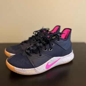 Paul George 3 Obsidian/Pink Blast Basketball Shoes-Size 7.5
